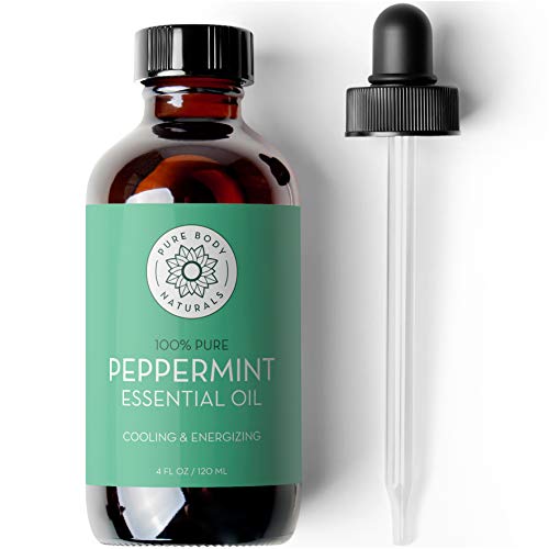 Book Cover Peppermint Essential Oil, 4 Fl Oz - Pure and Undiluted Mentha Piperita Oil, Therapeutic Grade Aromatherapy Oil for Diffuser, Relaxation, Focus, Pain Relief - by Pure Body Naturals