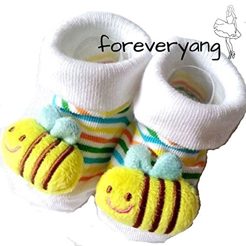 Book Cover Foreveryang Unisex Baby Cute 3D Cartoon Short Sock Slipper Shoe Bootie Bee