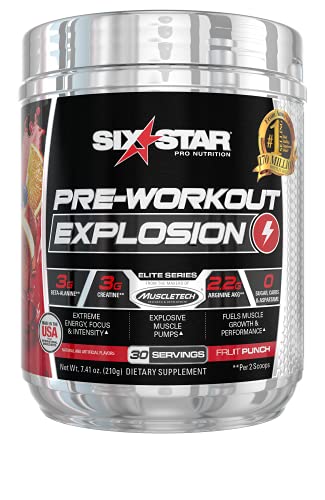 Book Cover Pre Workout | Six Star PreWorkout Explosion | Pre Workout Powder for Men & Women | PreWorkout Energy Powder Drink Mix | Sports Nutrition Pre-Workout Products | Fruit Punch (30 Servings)