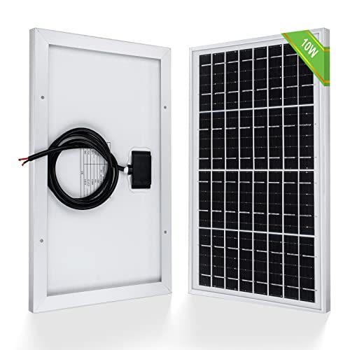 Book Cover ECO-WORTHY 12V Solar Panel 10W Solar Panel Battery Charger Portable for Vehicle Gate Opener Electrical Fence Chicken Coop Lawn Tractor Boat