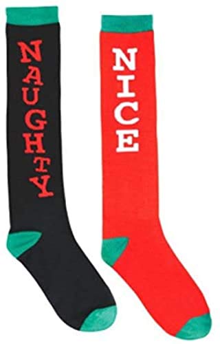 Book Cover Amscan 392382 Black Naughty and Red Nice Knee High Socks, 1 Pair