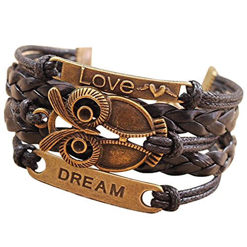 Book Cover Ocaler&174PU Leather Bracelet Wristlet Bangle Wrist Band Decoration Ornament with Owl Pattern Decor for Women