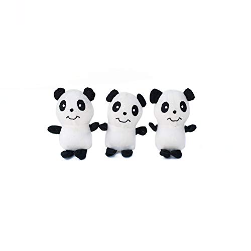 Book Cover ZippyPaws - Zoo Friends Burrow, Interactive Squeaky Hide and Seek Plush Dog Toy - Panda Miniz, 3 Pack
