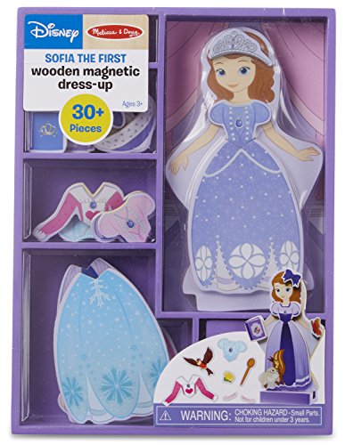 Book Cover Melissa & Doug Disney Sofia the First Magnetic Dress-Up Wooden Doll Pretend Play Set (30+ pcs)