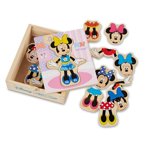 Book Cover Melissa & Doug Disney Minnie Mouse Mix and Match Dress-Up Wooden Play Set (18 pcs) - Minnie Mouse Toys For Disney Fans, Minnie Mouse Fashion Puzzle Toy, Travel Toys For Kids Ages 3+