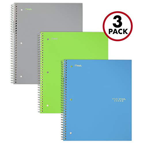Book Cover Five Star Spiral Notebooks, 1 Subject, Wide Ruled Paper, 100 Sheets, 10-1/2