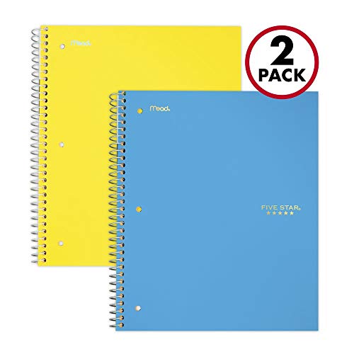 Book Cover Five Star Spiral Notebooks, 3 Subject, Wide Ruled Paper, 150 Sheets, 10-1/2