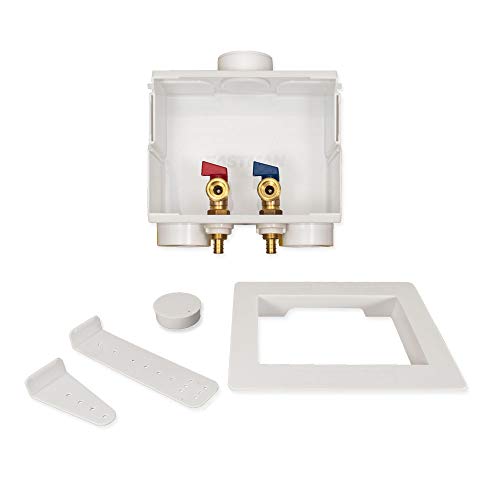 Book Cover Eastman 1/2 Inch PEX Connection x 3/4 Inch MHT Washing Machine Outlet Box, Push to Connect Brass Plumbing Fittings, Double Drain, 60245, White