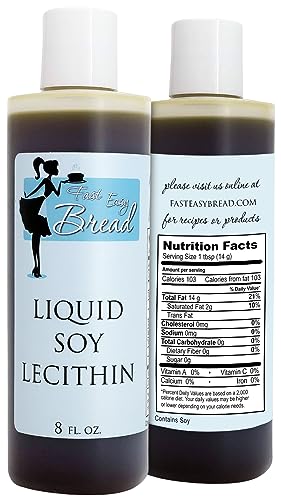 Book Cover Fast Easy Bread Soy Lecithin Liquid (8 oz) | Easy-to-Use | Available in Mess-Free Squeezable Bottle | Natural Food-Grade Emulsifier | Enhances Dough Texture and Ingredient Distribution