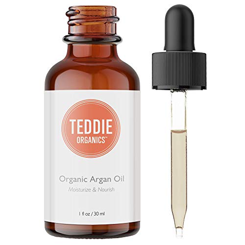 Book Cover Teddie Organics Pure Moroccan Argan Oil for Hair Face Skin - Virgin Organic Argan Oil Cold Pressed Unrefined 1oz