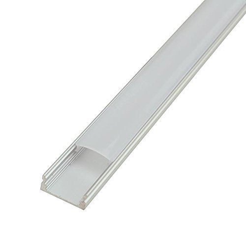 Book Cover LEDwholesalers Aluminum Channel System with Cover, End Caps, and Mounting Clips, for LED Strip Installations, U-Shape, Pack of 5x 1m Segments, 1902-U