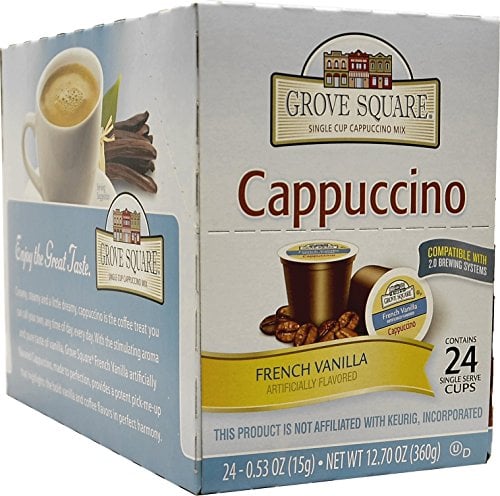 Book Cover Grove Square Cappuccino, French Vanilla, 24 Count Single Serve Cups