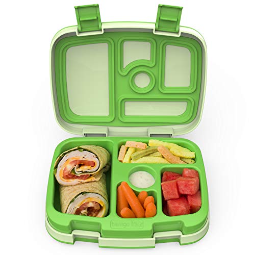 Book Cover Bentgo® Kids Bento-Style 5-Compartment Lunch Box - Ideal Portion Sizes for Ages 3 to 7 - Leak-Proof, Drop-Proof, Dishwasher Safe, BPA-Free, & Made with Food-Safe Materials (Green)