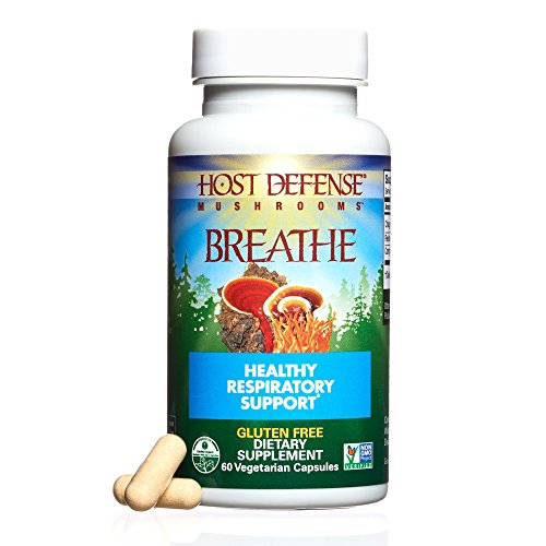 Book Cover Host Defense - Breathe Multi Mushroom Capsules, Support for Energy, Easy Respiration, and Immunity in The Lungs, Non-GMO, Vegan, Organic, 60 Count