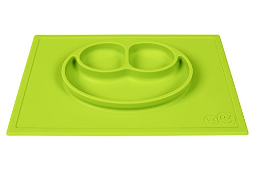 Book Cover ezpz Happy Mat - One-Piece Silicone placemat + Plate (Lime)