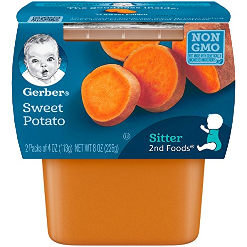 Book Cover Gerber 2nd Foods Sweet Potatoes, 4 Ounce Tubs, 2 Count (Pack of 8)