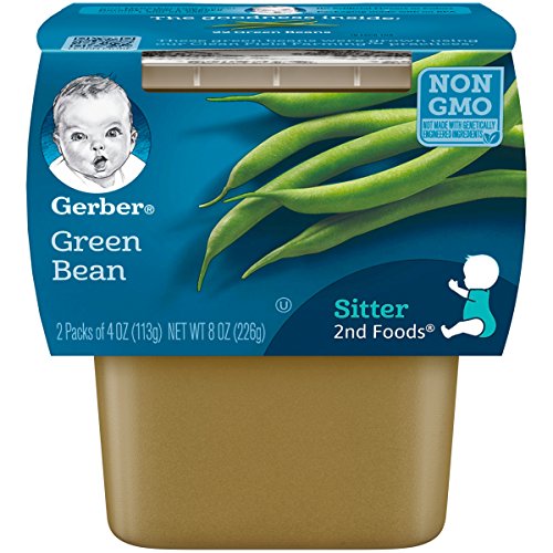 Book Cover Gerber 2nd Foods Green Beans, 4 Ounce Tubs, 2 Count (Pack of 8)
