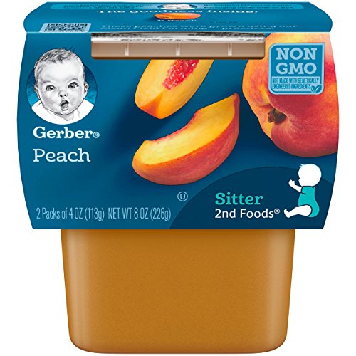 Book Cover Gerber 2nd Foods Peaches, 4 Ounce Tubs, 2 Count (Pack of 8)
