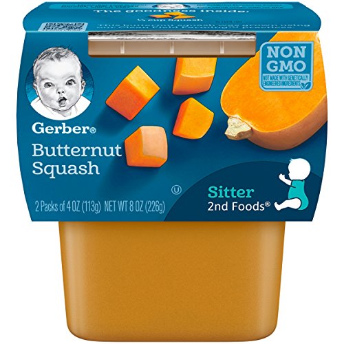 Book Cover Gerber 2nd Foods Butternut Squash Pureed Baby Food, 4 Ounce Tubs, 2 Count (Pack of 8)
