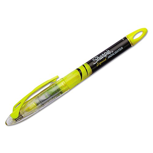 Book Cover Sharpie Accent Pen-Style Liquid Highlighter - Micro Marker Point Type - Chisel Marker Point Style - Yellow Ink, Dozen