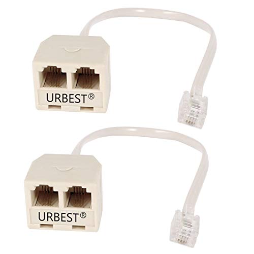 Book Cover URBEST 2 pcs rj11 male to female two way telephone splitter converter cable