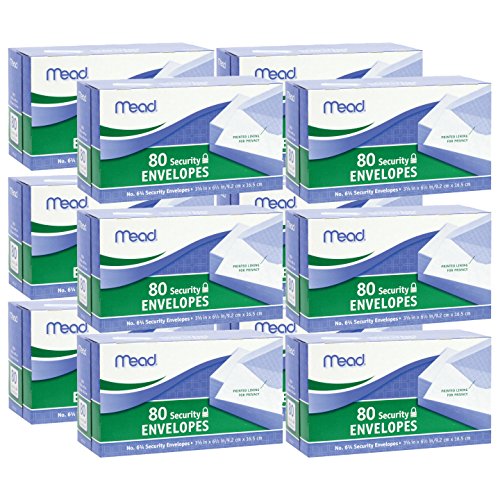 Book Cover Mead 6 3/4 Security Envelopes, 80 Count (75212), Pack Of 12 = 960 Envelopes