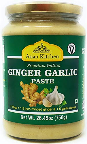 Book Cover Asian Kitchen Ginger-Garlic Cooking Paste 26.5oz (750g) ~ Vegan | Glass Jar | Gluten Free | Non-GMO | No Colors | Indian Origin