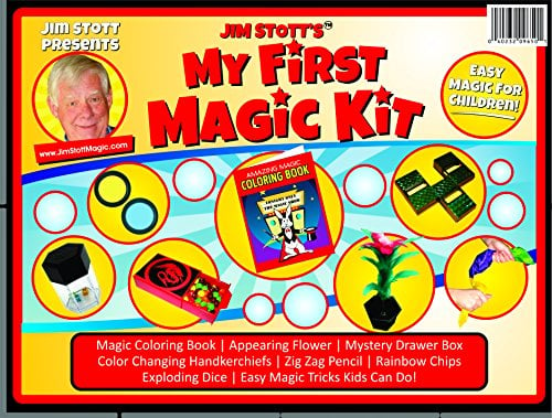 Book Cover Jim Stott Magic My First Magic Kit' For Kids,Magic Tricks Set For Girls And Boys,Appearing Flower,Magic Coloring Book,Mystery Box,Color Changing Handkerchiefs,Exploding Dice,And More