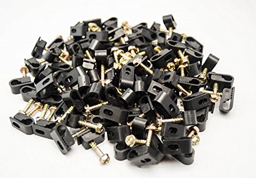 Book Cover 1000 Pieces Black Single Screw Flex Clips for RG59 RG6 CO AX SAT CABLE
