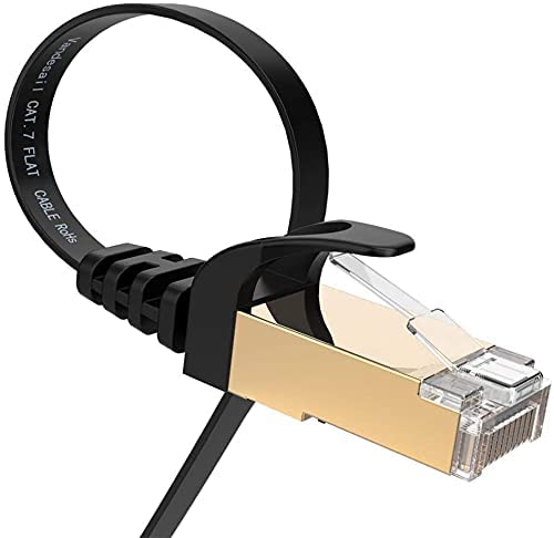 Book Cover VANDESAIL Ethernet Cable, CAT7 Network Cable RJ45 High Speed STP LAN Cord for Laptop,PC,Router,Switch,Modem,PS4（16ft,Black,1pack