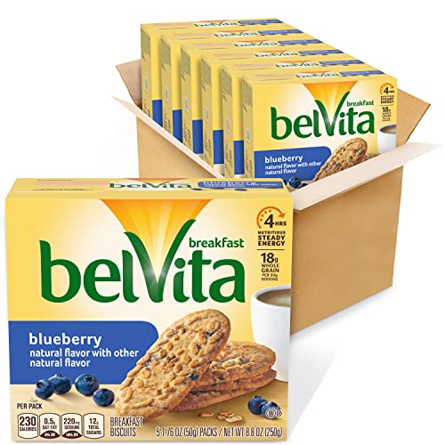 Book Cover Belvita Blueberry Breakfast Biscuits, 6 Boxes of 5 Packs (4 Biscuits Per Pack)