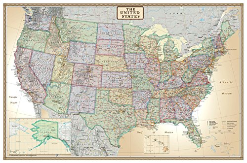 Book Cover 24x36 United States, USA US Executive Wall Map Poster Mural (24x36 Paper)