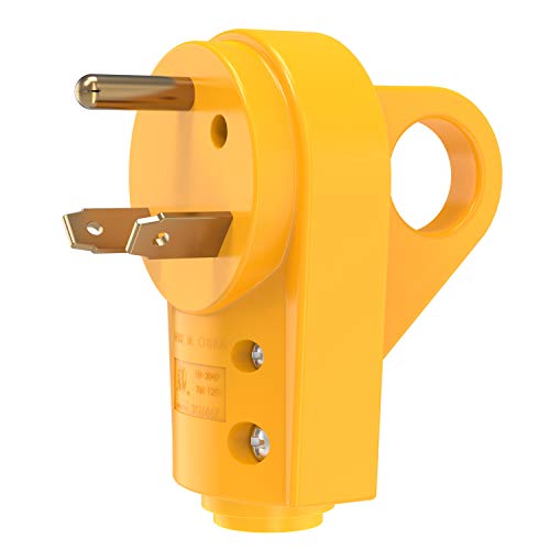 Book Cover Kohree RV Replacement Plug 30 Amp Male, 125V RV Receptacle Plug, Heavy Duty RV Electrical Camper Plug Adapter with Ergonomic PowerGrip Handle, Yellow