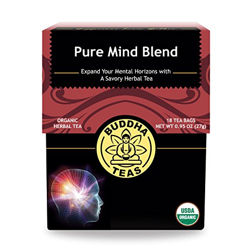 Book Cover Buddha Teas Organic Pure Mind Blend - OU Kosher, USDA Organic, CCOF Organic, 18 Bleach-Free Tea Bag