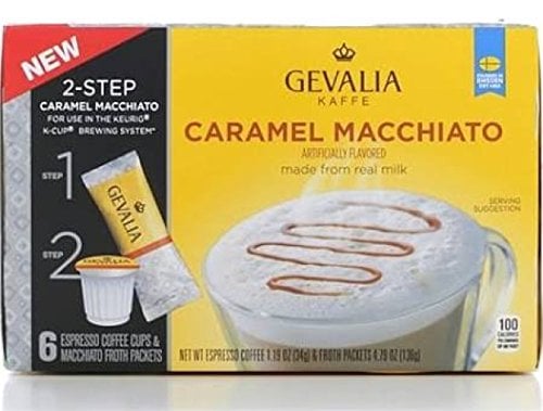 Book Cover Gevalia Kaffe K-Cup & Froth Packets, 6 Count - Pack of 2 -Caramel Macchiato (Caramel Macchiato)
