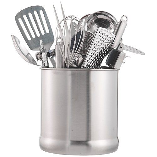 Book Cover VonShef Stainless Steel Utensil Holder Large Capacity Organizer Caddy, Great for Keeping Your Kitchen Tidy, 7 Inches High