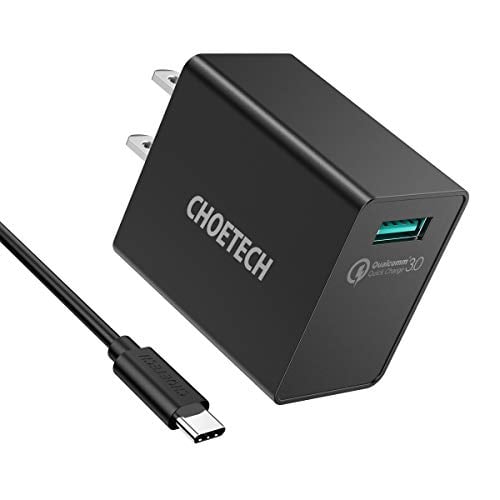 Book Cover CHOETECH Quick charge 3.0, 18W USB Wall Charger (Quick Charge 2.0 Compatible, UL Certified) Compatible with Samsung Galaxy Note 9/8/S10/Plus/S9/S87, LG G6 /V30, HTC 10 and More ( USB C Cable Included)
