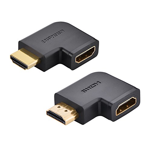 Book Cover UGREEN 2 Pack HDMI Adapter 90 and 270 Degree Right Angle HDMI Male to Female Adapter Support 3D 4K 1080P HDMI Extender for TV Stick Roku Stick Chromecast Nintendo Switch Xbox PS4 PS3 Laptop PC