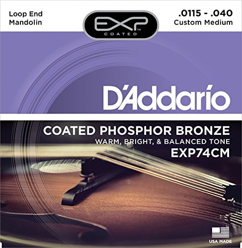 Book Cover D'Addario EXP74CM Coated Phosphor Bronze Mandolin Strings, Custom Medium, 11.5-40