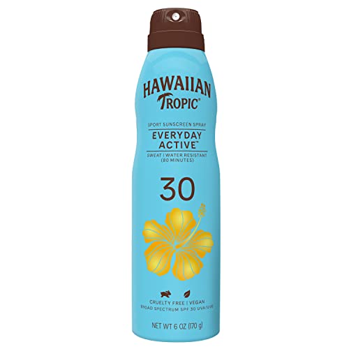 Book Cover Hawaiian Tropic Everyday Active Clear Spray Sunscreen SPF 30, 6oz | Hawaiian Tropic Sunscreen SPF 30, Sunblock, Oxybenzone Free Sunscreen, Spray On Sunscreen, Body Sunscreen Spray SPF 30, 6oz