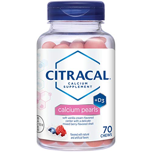 Book Cover Citracal Calcium Pearls, 400 mg Calcium Carbonate with 1000 IU Vitamin D3, Bone Health Supplement for Adults, Pill Alternative Pearl Chewables, Berries and Cream Flavor, 70 Count