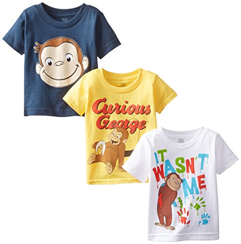 Book Cover Curious George Little Boys' Toddler Boys T-Shirt 3-Pack, Assorted, 5T