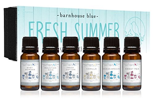 Book Cover Fresh Summer - Premium Grade Fragrance Oils - Gift Set 6/10ml Bottles - Baby Powder, Fresh Cotton, Ocean Breeze, Sweet Pea, Mountain Rain, Vanilla