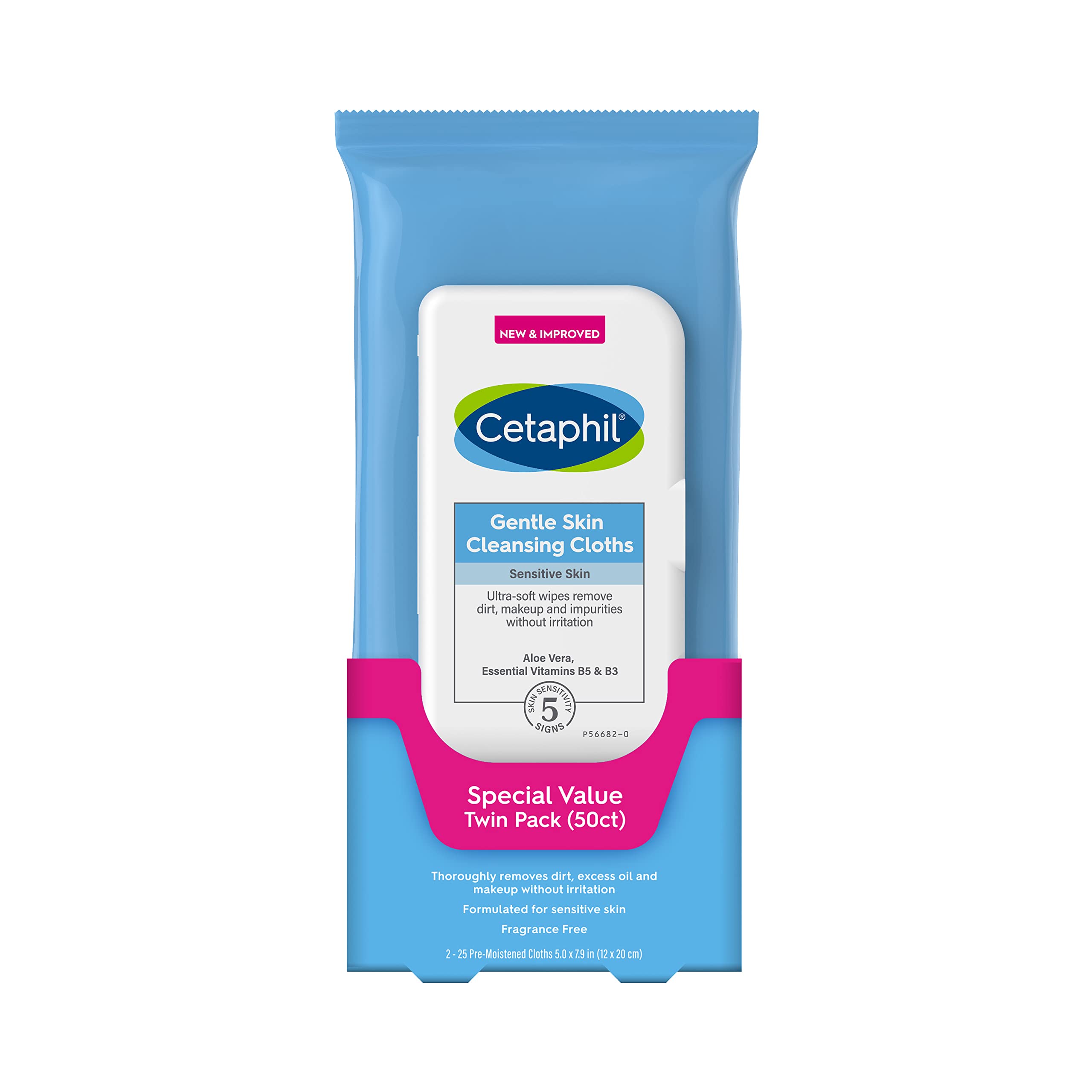 Book Cover Cetaphil Face and Body Wipes, Gentle Skin Cleansing Cloths, 50 Count, Twin Pack, for Dry, Sensitive Skin, Flip Top Closure, Great for the Gym,Travel, in the Car, Hypoallergenic, Fragrance Free