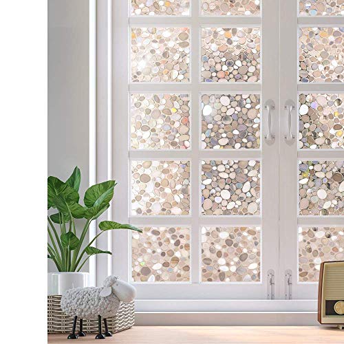 Book Cover rabbitgoo Static Window Film for Glass Privacy Film Frosted Glass Self Adhesive Window Film Decorative THICK Upgrade Version 3D Pebble Pattern for Home Kitchen Office, 60CM x200CM