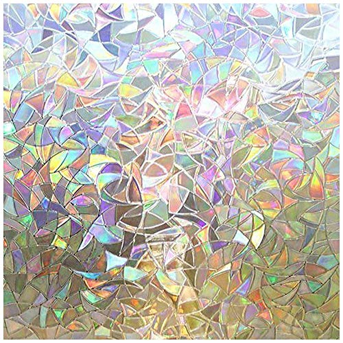 Book Cover Rabbitgoo 3D Decorative Window Film, Non-Adhesive Privacy Films - Large Window Glass Films for Home Office, Static Cling Window Tint Films with Rainbow Effect, Irregular Patterns, 23.6 x 78.7 inches