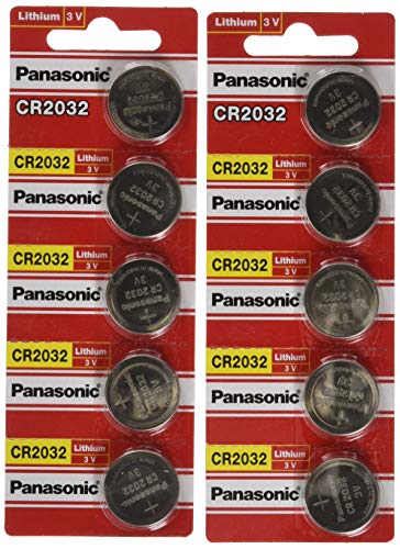 Book Cover [ 10 pcs ] -- Panasonic Cr2032 3v Lithium Coin Cell Battery Dl2032 Ecr2032 ( Pack of 10 )