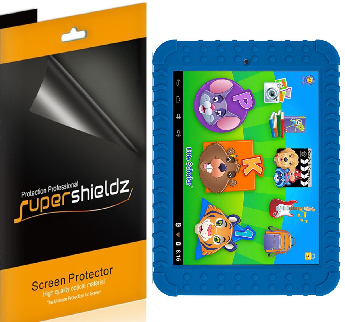 Book Cover (3 Pack) Supershieldz Designed for School Zone Little Scholar Kids Learning Tablet 8 inch Screen Protector, High Definition Clear Shield (PET)