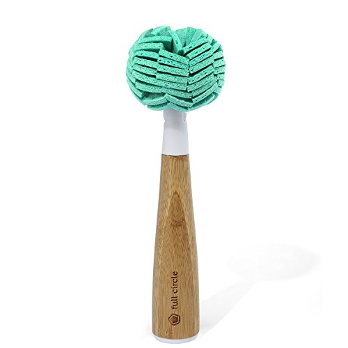 Book Cover Full Circle Crystal Clear 2.0 Replaceable Bamboo Handle Glassware & Dish Cleaning Sponge, 1 EA, Glass Cleaner - White