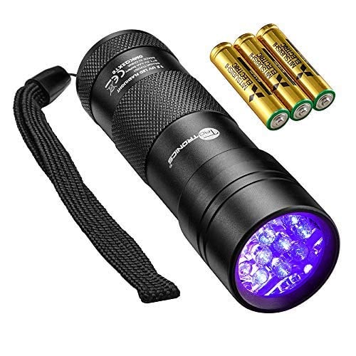 Book Cover TaoTronics Black Light, 12 LEDs 395nm UV Blacklight Flashlights Detector for Pets Urine and Stains  with 3 Free AAA Batteries